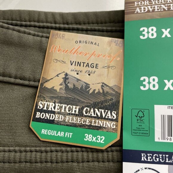 NEW Weatherproof Vintage Men's 38 Fleece Lined Canvas Pant Regular Fit Fleece - Picture 7 of 10